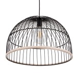 GloboStar® NEVIS 00681 Μοντέρνο Κρεμαστό Φωτιστικό Πλέγμα Μονόφωτο 1 x E27 IP20 Μαύρο Μέταλλο - Μ49 x Π49 x Υ34.5cm