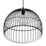 GloboStar® NEVIS 00681 Μοντέρνο Κρεμαστό Φωτιστικό Πλέγμα Μονόφωτο 1 x E27 IP20 Μαύρο Μέταλλο - Μ49 x Π49 x Υ34.5cm