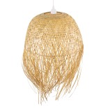 GloboStar® MANILA 00713 Boho Κρεμαστό Φωτιστικό Πλέγμα Μονόφωτο 1 x E27 IP20 Μπέζ Ξύλο - Μ50 x Π50 x Υ70cm