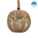 GloboStar® MANDALA 00730 Boho Κρεμαστό Φωτιστικό Μπάλα Μονόφωτο 1 x E27 IP20 Μπεζ Σχοινί - Μ20 x Π20 x Υ20cm