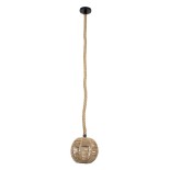 GloboStar® MANDALA 00730 Boho Κρεμαστό Φωτιστικό Μπάλα Μονόφωτο 1 x E27 IP20 Μπεζ Σχοινί - Μ20 x Π20 x Υ20cm
