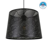 GloboStar® SPARKLE 00733 Μοντέρνο Κρεμαστό Φωτιστικό Οροφής Μονόφωτο 1 x E27 Μαύρο Μεταλλικό Πλέγμα Φ35 x Y26cm
