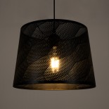 GloboStar® SPARKLE 00733 Μοντέρνο Κρεμαστό Φωτιστικό Οροφής Μονόφωτο 1 x E27 Μαύρο Μεταλλικό Πλέγμα Φ35 x Y26cm