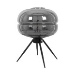GLOBOSTAR® JAVAN 00738 Μοντέρνο Επιτραπέζιο Φωτιστικό Πορτατίφ με Ντουί 1 x E27 AC 220-240V IP20 - Μαύρο Φιμέ & Μαύρο - Μ30 x Π30 x Y40cm