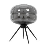 GLOBOSTAR® JAVAN 00738 Μοντέρνο Επιτραπέζιο Φωτιστικό Πορτατίφ με Ντουί 1 x E27 AC 220-240V IP20 - Μαύρο Φιμέ & Μαύρο - Μ30 x Π30 x Y40cm