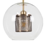 GloboStar® AVERY 00740 Μοντέρνο Κρεμαστό Φωτιστικό Μπάλα Μονόφωτο 1 x E27 IP20 Διάφανο Γυαλί με Χρυσό Μέταλλο - Μ30 x Π30 x Υ48cm