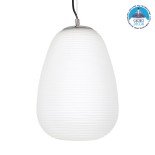 GLOBOSTAR® FREYA 00745 Μοντέρνο Κρεμαστό Φωτιστικό Οροφής με Ντουί 1 x E27 AC 220-240V IP20 - Λευκό & Ασημί - Μ24 x Π24 x Υ35cm