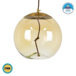 GLOBOSTAR® AXTON 00748 Μοντέρνο Κρεμαστό Φωτιστικό Οροφής LED 5W 500lm 180° AC 220-240V IP20 Θερμό Λευκό 2700K - Sanan SMD Chip - Χρυσό & Μελί - Μ30 x Π30 x Υ30cm - 2 Xρόνια Εγγύηση