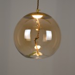 GLOBOSTAR® AXTON 00748 Μοντέρνο Κρεμαστό Φωτιστικό Οροφής LED 5W 500lm 180° AC 220-240V IP20 Θερμό Λευκό 2700K - Sanan SMD Chip - Χρυσό & Μελί - Μ30 x Π30 x Υ30cm - 2 Xρόνια Εγγύηση