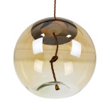 GLOBOSTAR® AXTON 00748 Μοντέρνο Κρεμαστό Φωτιστικό Οροφής LED 5W 500lm 180° AC 220-240V IP20 Θερμό Λευκό 2700K - Sanan SMD Chip - Χρυσό & Μελί - Μ30 x Π30 x Υ30cm - 2 Xρόνια Εγγύηση