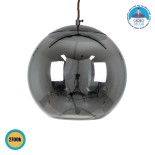 GloboStar® ΑΧΤΟΝ 00749 Μοντέρνο Κρεμαστό Φωτιστικό Μπάλα LED 7W 500 lm 180° AC 100-240V IP20 Θερμό Λευκό 2700K Μαύρο Φημέ Γυαλί με Μαύρο Μέταλλο - Μ30 x Π30 x Υ30cm - 2 Xρόνια Εγγύηση