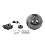 GloboStar® ΑΧΤΟΝ 00749 Μοντέρνο Κρεμαστό Φωτιστικό Μπάλα LED 7W 500 lm 180° AC 100-240V IP20 Θερμό Λευκό 2700K Μαύρο Φημέ Γυαλί με Μαύρο Μέταλλο - Μ30 x Π30 x Υ30cm - 2 Xρόνια Εγγύηση