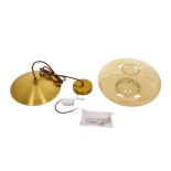 GloboStar® ΑΧΤΟΝ 00750 Μοντέρνο Κρεμαστό Φωτιστικό Καμπάνα LED 7W 500 lm 180° AC 100-240V IP20 Θερμό Λευκό 2700K Μελί Γυαλί με Χρυσό Μέταλλο - Μ30 x Π30 x Υ15cm - 2 Xρόνια Εγγύηση