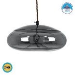 GLOBOSTAR® AXTON 00751 Μοντέρνο Κρεμαστό Φωτιστικό Οροφής LED 5W 500lm 180° AC 220-240V IP20 Θερμό Λευκό 2700K - Sanan SMD Chip - Μαύρο & Μαύρο Φιμέ - Μ30 x Π30 x Υ15cm - 2 Xρόνια Εγγύηση