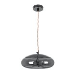 GLOBOSTAR® AXTON 00751 Μοντέρνο Κρεμαστό Φωτιστικό Οροφής LED 5W 500lm 180° AC 220-240V IP20 Θερμό Λευκό 2700K - Sanan SMD Chip - Μαύρο & Μαύρο Φιμέ - Μ30 x Π30 x Υ15cm - 2 Xρόνια Εγγύηση