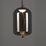 GloboStar® ΑΧΤΟΝ 00753 Μοντέρνο Κρεμαστό Φωτιστικό Καμπάνα LED 7W 500 lm 180° AC 100-240V IP20 Θερμό Λευκό 2700K Μαύρο Φημέ Γυαλί με Μαύρο Μέταλλο - Μ18 x Π18 x Υ18cm - 2 Xρόνια Εγγύηση