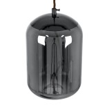 GloboStar® ΑΧΤΟΝ 00753 Μοντέρνο Κρεμαστό Φωτιστικό Καμπάνα LED 7W 500 lm 180° AC 100-240V IP20 Θερμό Λευκό 2700K Μαύρο Φημέ Γυαλί με Μαύρο Μέταλλο - Μ18 x Π18 x Υ18cm - 2 Xρόνια Εγγύηση