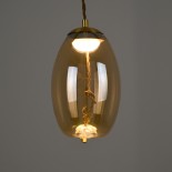 GloboStar® ΑΧΤΟΝ 00754 Μοντέρνο Κρεμαστό Φωτιστικό Ανάρτηση LED 7W 500 lm 180° AC 100-240V IP20 Θερμό Λευκό 2700K Μελί Γυαλί με Χρυσό Μέταλλο - Μ17 x Π17 x Υ18cm - 2 Xρόνια Εγγύηση