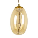 GloboStar® ΑΧΤΟΝ 00754 Μοντέρνο Κρεμαστό Φωτιστικό Ανάρτηση LED 7W 500 lm 180° AC 100-240V IP20 Θερμό Λευκό 2700K Μελί Γυαλί με Χρυσό Μέταλλο - Μ17 x Π17 x Υ18cm - 2 Xρόνια Εγγύηση