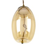 GloboStar® ΑΧΤΟΝ 00754 Μοντέρνο Κρεμαστό Φωτιστικό Ανάρτηση LED 7W 500 lm 180° AC 100-240V IP20 Θερμό Λευκό 2700K Μελί Γυαλί με Χρυσό Μέταλλο - Μ17 x Π17 x Υ18cm - 2 Xρόνια Εγγύηση