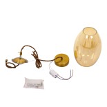 GloboStar® ΑΧΤΟΝ 00754 Μοντέρνο Κρεμαστό Φωτιστικό Ανάρτηση LED 7W 500 lm 180° AC 100-240V IP20 Θερμό Λευκό 2700K Μελί Γυαλί με Χρυσό Μέταλλο - Μ17 x Π17 x Υ18cm - 2 Xρόνια Εγγύηση