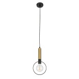 GloboStar® OLVERO 00772 Μοντέρνο Κρεμαστό Φωτιστικό Γεωμετρικό Σχήμα Μονόφωτο 1 x E27 IP20 Μαύρο & Χρυσό Μέταλλο - Μ18 x Π4 x Y38cm