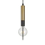 GloboStar® OLVERO 00772 Μοντέρνο Κρεμαστό Φωτιστικό Γεωμετρικό Σχήμα Μονόφωτο 1 x E27 IP20 Μαύρο & Χρυσό Μέταλλο - Μ18 x Π4 x Y38cm