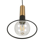 GloboStar® OLVERO 00772 Μοντέρνο Κρεμαστό Φωτιστικό Γεωμετρικό Σχήμα Μονόφωτο 1 x E27 IP20 Μαύρο & Χρυσό Μέταλλο - Μ18 x Π4 x Y38cm