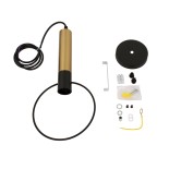 GloboStar® OLVERO 00772 Μοντέρνο Κρεμαστό Φωτιστικό Γεωμετρικό Σχήμα Μονόφωτο 1 x E27 IP20 Μαύρο & Χρυσό Μέταλλο - Μ18 x Π4 x Y38cm