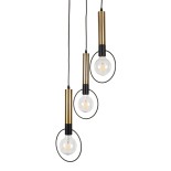 GloboStar® OLVERO 00773 Μοντέρνο Κρεμαστό Φωτιστικό Ανάρτηση Τρίφωτο 3 x E27 IP20 Μαύρο & Χρυσό Μέταλλο - Μ30 x Π30 x Y130cm