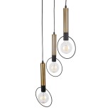GloboStar® OLVERO 00773 Μοντέρνο Κρεμαστό Φωτιστικό Ανάρτηση Τρίφωτο 3 x E27 IP20 Μαύρο & Χρυσό Μέταλλο - Μ30 x Π30 x Y130cm