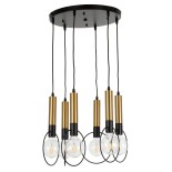 GloboStar® OLVERO 00774 Μοντέρνο Κρεμαστό Φωτιστικό Ανάρτηση Πολύφωτο 6 x E27 IP20 Μαύρο & Χρυσό Μέταλλο - Μ55 x Π55 x Y130cm
