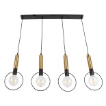 GloboStar® OLVERO 00775 Μοντέρνο Κρεμαστό Φωτιστικό Οροφής Πολύφωτο 4 x E27 Μαύρο - Χρυσό Μεταλλικό Πλέγμα Μ90 x Π18 x Y130cm