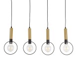 GloboStar® OLVERO 00775 Μοντέρνο Κρεμαστό Φωτιστικό Οροφής Πολύφωτο 4 x E27 Μαύρο - Χρυσό Μεταλλικό Πλέγμα Μ90 x Π18 x Y130cm