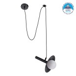 GloboStar® CELEST 00789 Μοντέρνο Κρεμαστό Φωτιστικό Ανάρτηση Μονόφωτο 1 x G9 IP20 Μαύρο Μέταλλο με Λευκό Γυαλί - Μ20 x Π20 x Υ26.5cm