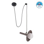GloboStar® CELEST 00791 Μοντέρνο Κρεμαστό Φωτιστικό Ανάρτηση Μονόφωτο 1 x G9 IP20 Καφέ Μέταλλο με Λευκό Γυαλί - Μ20 x Π20 x Υ26.5cm
