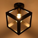 GloboStar® CUBE 00799 Μοντέρνο Φωτιστικό Οροφής Κύβος Μονόφωτο 1 x E27 IP20 Μαύρο & Χάλκινο Μέταλλο Μ25 x Π25 x Υ25cm