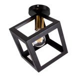 GloboStar® CUBE 00799 Μοντέρνο Φωτιστικό Οροφής Κύβος Μονόφωτο 1 x E27 IP20 Μαύρο & Χάλκινο Μέταλλο Μ25 x Π25 x Υ25cm