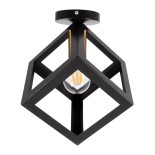 GloboStar® CUBE 00799 Μοντέρνο Φωτιστικό Οροφής Κύβος Μονόφωτο 1 x E27 IP20 Μαύρο & Χάλκινο Μέταλλο Μ25 x Π25 x Υ25cm