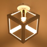 GloboStar® CUBE 00800 Μοντέρνο Φωτιστικό Οροφής Κύβος Μονόφωτο 1 x E27 IP20 Λευκό & Χάλκινο Μέταλλο - Μ25 x Π25 x Υ25cm