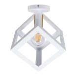 GloboStar® CUBE 00800 Μοντέρνο Φωτιστικό Οροφής Κύβος Μονόφωτο 1 x E27 IP20 Λευκό & Χάλκινο Μέταλλο - Μ25 x Π25 x Υ25cm