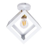 GloboStar® CUBE 00800 Μοντέρνο Φωτιστικό Οροφής Κύβος Μονόφωτο 1 x E27 IP20 Λευκό & Χάλκινο Μέταλλο - Μ25 x Π25 x Υ25cm