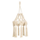 GloboStar® 36201 MOROCCO Καπέλο Φωτιστικού Boho - Μακραμέ Πλεκτό Χειροποίητο Μπεζ Υφασμάτινο με Σχοινί Φ30 x Υ70cm