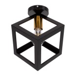 GloboStar® CUBE 00799 Μοντέρνο Φωτιστικό Οροφής Κύβος Μονόφωτο 1 x E27 IP20 Μαύρο & Χάλκινο Μέταλλο Μ25 x Π25 x Υ25cm