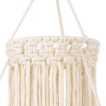 GloboStar® 36200 ETHIOPIA Boho Καπέλο Φωτιστικού- Μακραμέ Πλεκτό Χειροποίητο Μπεζ Βαμβακερό Νήμα - Μ30 x Π30 x Υ90cm