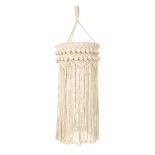 GloboStar® 36205 UGANDA Καπέλο Φωτιστικού Boho - Μακραμέ Πλεκτό Χειροποίητο Μπεζ Υφασμάτινο με Σχοινί Φ25 x Υ70cm