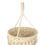 GloboStar® 36205 UGANDA Καπέλο Φωτιστικού Boho - Μακραμέ Πλεκτό Χειροποίητο Μπεζ Υφασμάτινο με Σχοινί Φ25 x Υ70cm
