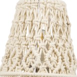 GloboStar® RWANDA 36210 Boho Επιτραπέζιο Φωτιστικό Πορτατίφ Μονόφωτο 1 x E27 IP20 Μπεζ Σχοινί με Καφέ Ξύλο - Μ15 x Π15 x Υ30cm