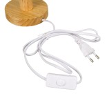 GloboStar® RWANDA 36210 Boho Επιτραπέζιο Φωτιστικό Πορτατίφ Μονόφωτο 1 x E27 IP20 Μπεζ Σχοινί με Καφέ Ξύλο - Μ15 x Π15 x Υ30cm