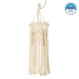 GloboStar® BAHRI 36211 Boho Κρεμαστό Φωτιστικό Μακραμέ Μονόφωτο 1 x E27 IP20 Μπεζ Βαμβακερό Νήμα - Μ20 x Π20 x Υ65cm